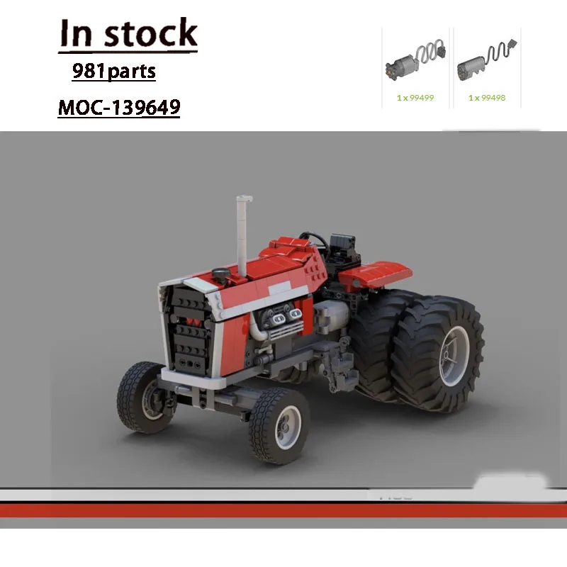 Modèle de bloc de construction de camion rouge cargo classique MOC-139649, 981 pièces, jouet cadeau pour garçons et enfants pour anniversaire et noël