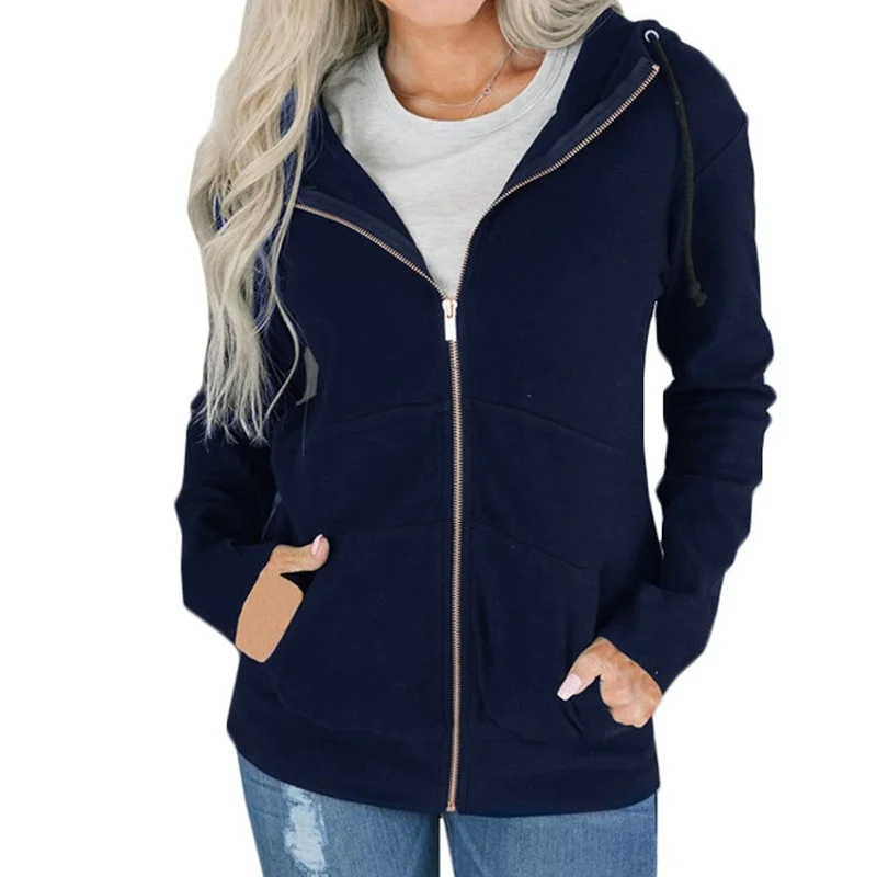 

Autumn and Winter Warm Jacket Hooded Coat 2022 New Ladies Zipper Pocket Sweatshirt Casual Hoodie Jacket Oversized Sweatshirt