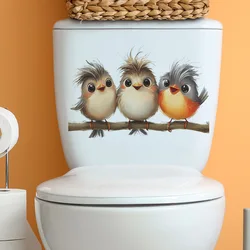 Cartoon Tree Branch Bird Wall Sticker Bathroom Toilet Decoration Waterproof Mural Living Room Cabinet Decor Self-adhesive Decals