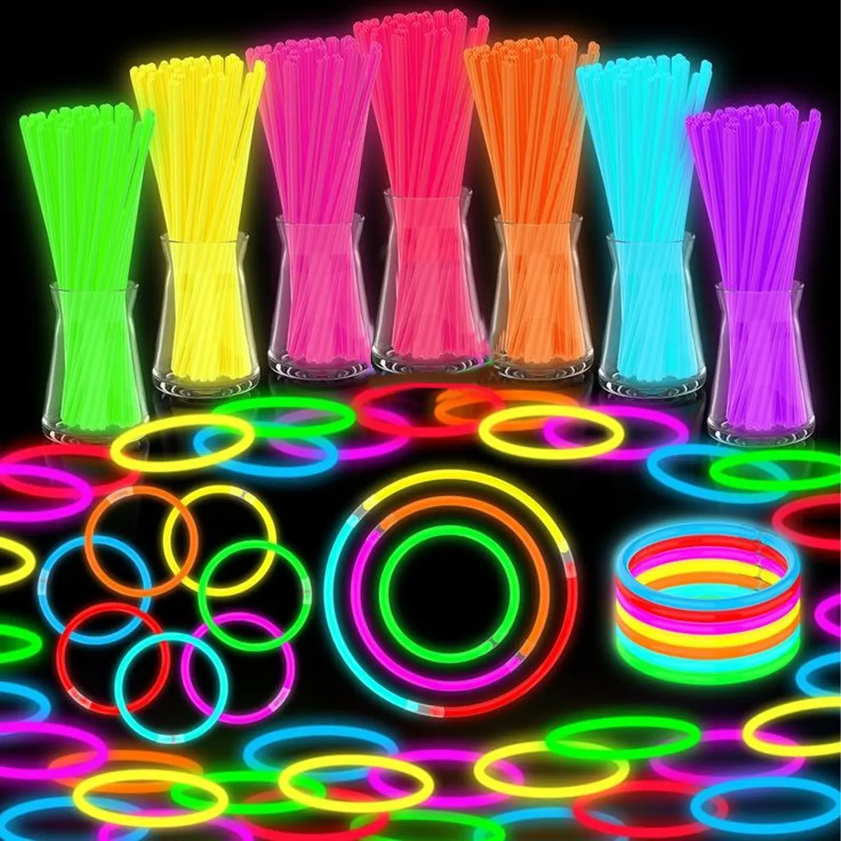 Conjunto de Bastões Luminosos 15/35 Peças - Colares, Pulseiras e Óculos Multicoloridos que Brilham no Escuro de 8 Polegadas |   Decoração de Festa ZSY