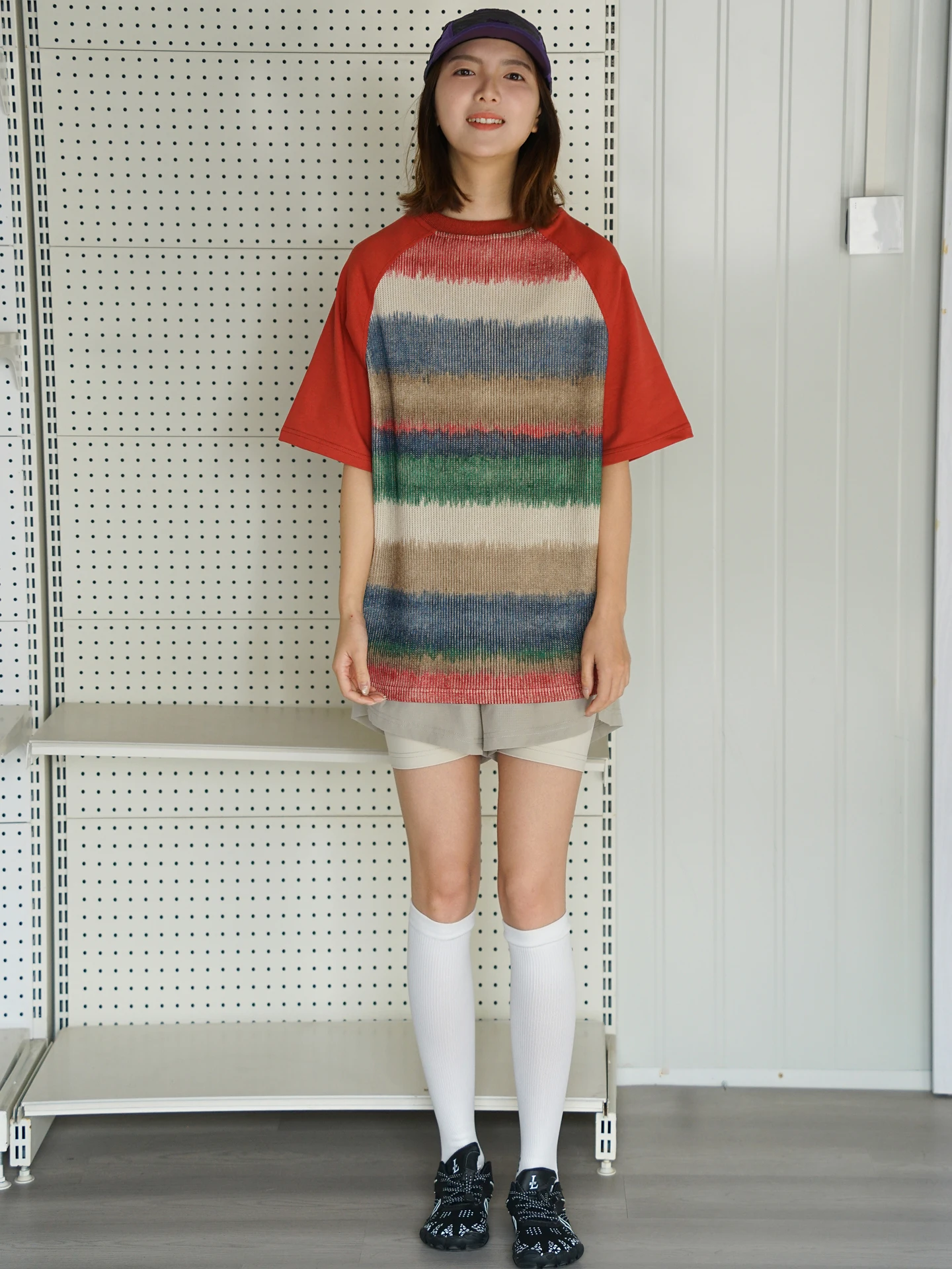 

Футболки оверсайз с полосатым узором для пар, с короткими рукавами, свободного кроя, летние, повседневные, хлопковые