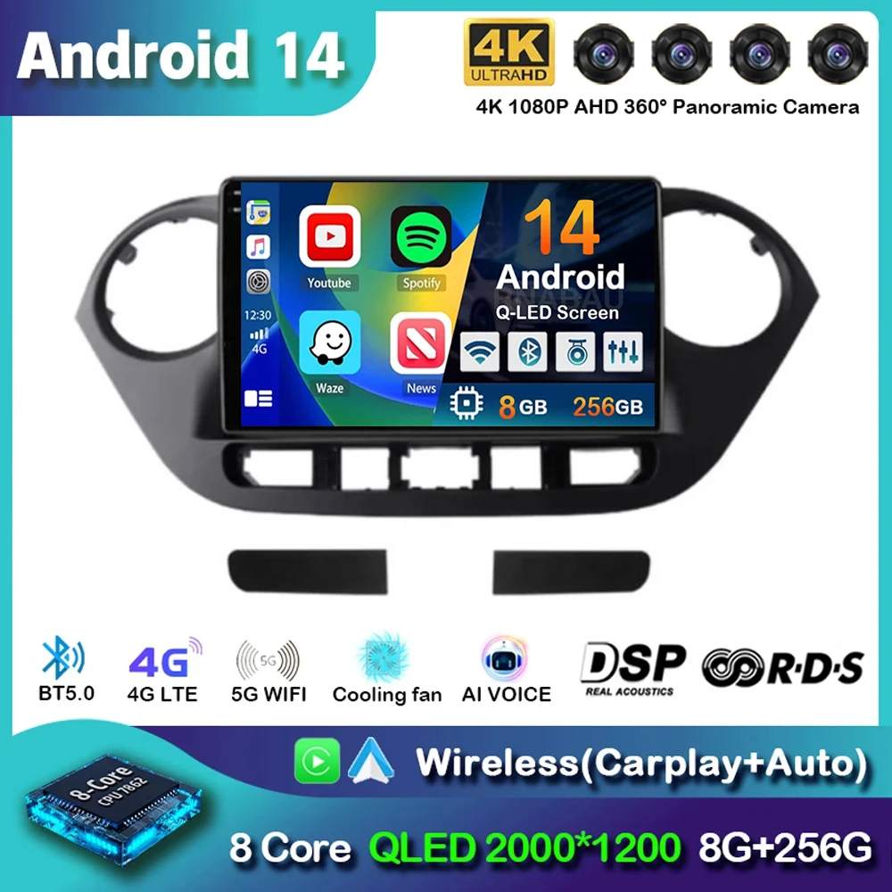 

Android 14 Carplay Auto WIFI+4G Car Radio For Hyundai Grand I10 2013-2016 Navigation GPS Multimidia Video Player Stereo 2DIN DSP