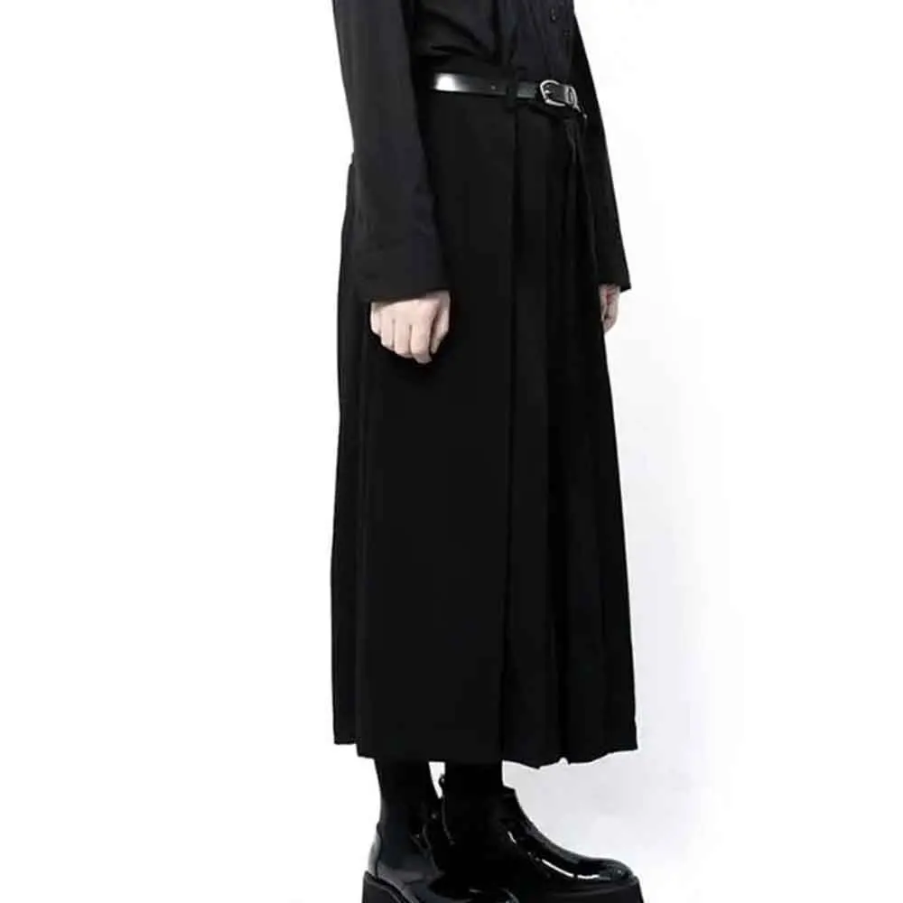 Xs-5xl رجل كولوتيس الظلام القوطية عادية الساموراي السراويل هاكاما موضة ملهى ليلي الشباب في الهواء الطلق العصرية تنورة السراويل ملابس للرجال