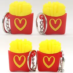 Creative french fries keychain PVC soft plastic bag pendant advertising promotion gift large french fries spot one piece
