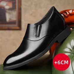 LAORENTOU genuine leather business dress leather shoes, men's casual one foot leather shoes, height increase shoes 6CM  57856G