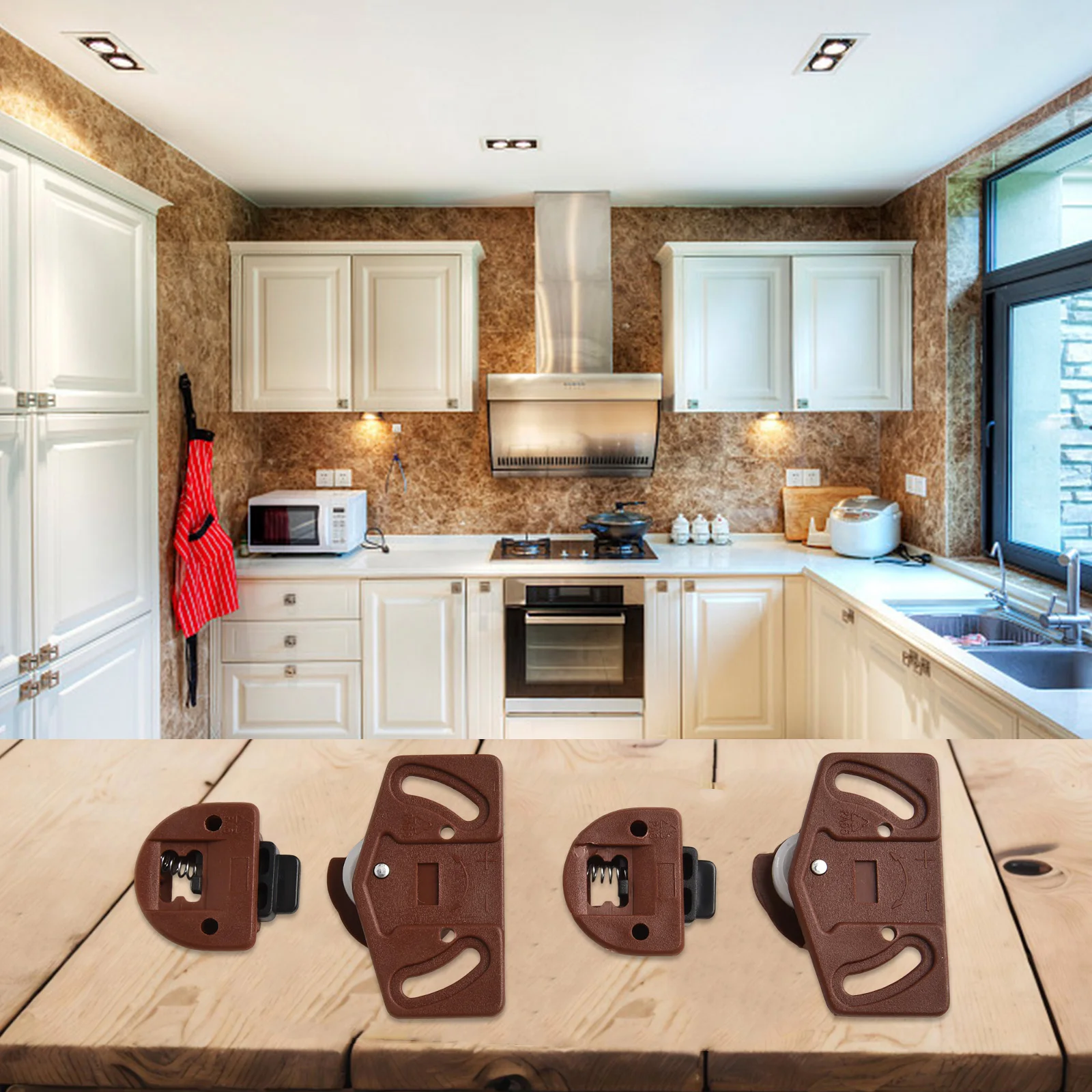 دليل انزلاق الأثاث عجلة بيضاء بنية اللون عجلة تروس خزانة الملابس الأثاث الداخلي الوصول إلى انزلاق هادئ عملية سلسة #5