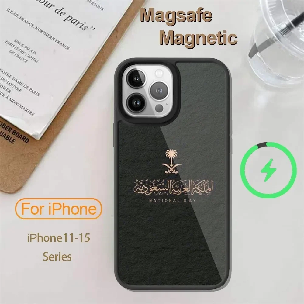 Kingdom Of Saudi Arabia Flag For iPhone 14 13 12 11 15 Pro Max Plus Mini Magsafe Wireless Charge Cover