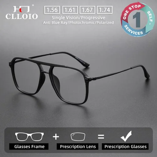 Imagen 1 del producto CLLOIO, nuevas gafas graduadas personalizables de doble haz con montura grande, gafas de lectura para hombres, gafas progresivas antiluz azul