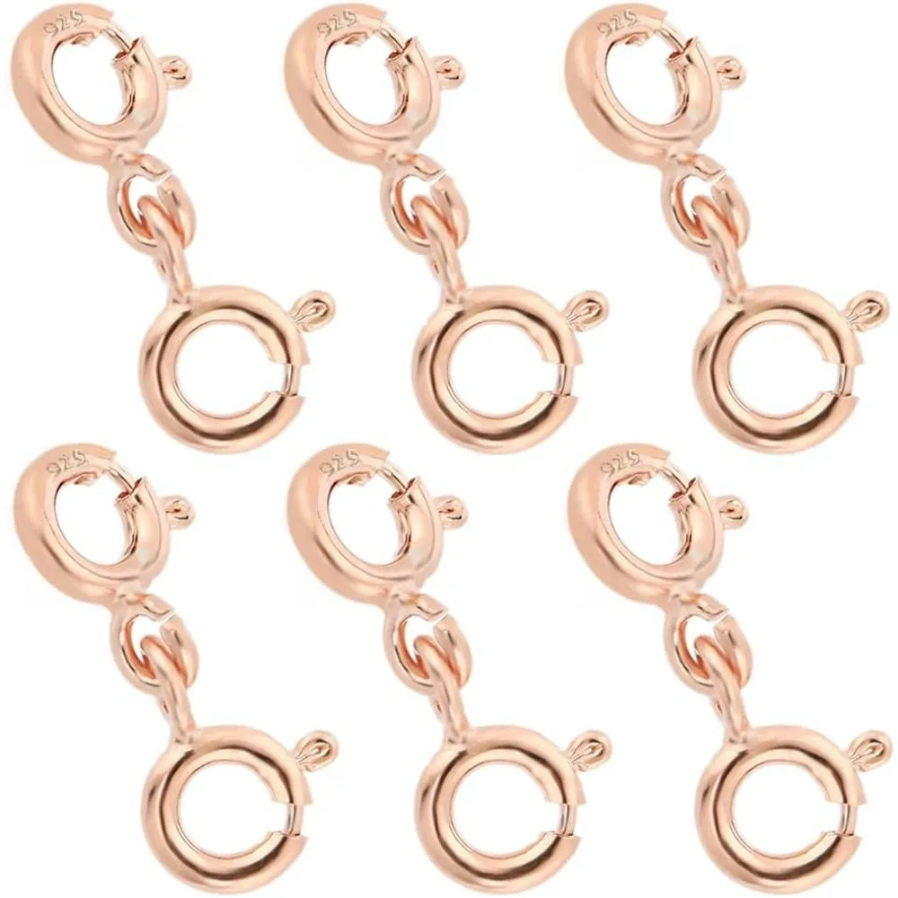 1 Box 6Pcs Necklace Lobster Clasps 925 Sterling Silver Double Opening Lobster Claw Clasps Rose Gold Lobster Clasp making kit