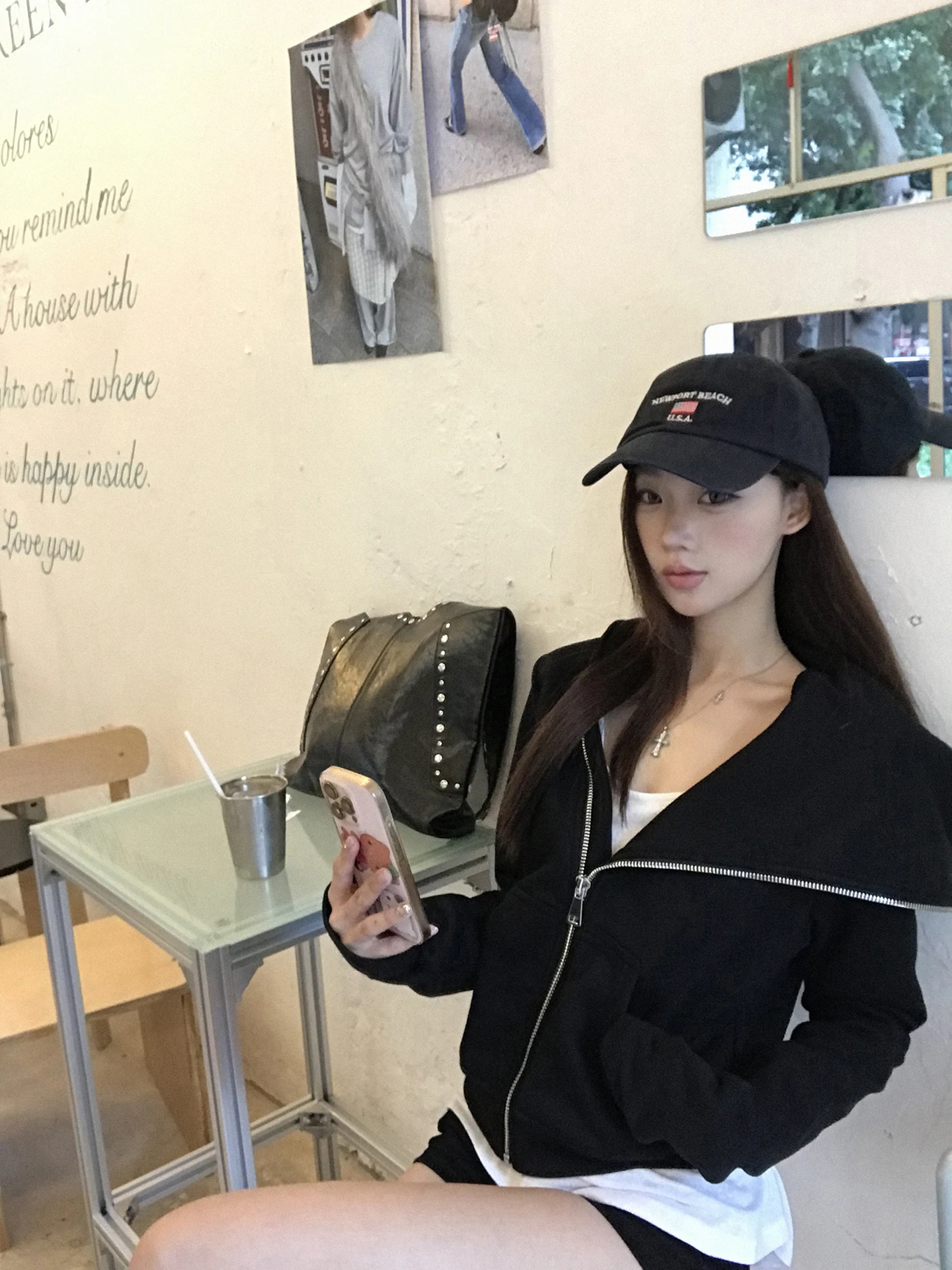 سترة قطنية سوداء أنيقة للنساء، ملابس خارجية قصيرة، إصدار جديد لخريف وشتاء 2023، تصميم عصري مناسب للتنقل اليومي، أكمام طويلة م...