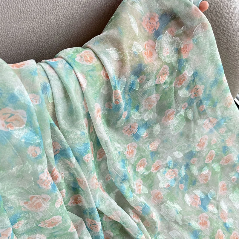 1m 中国風花柄ジャカードプリント生地 デジタルプリント布  - Sewing Garment のレビューと価格