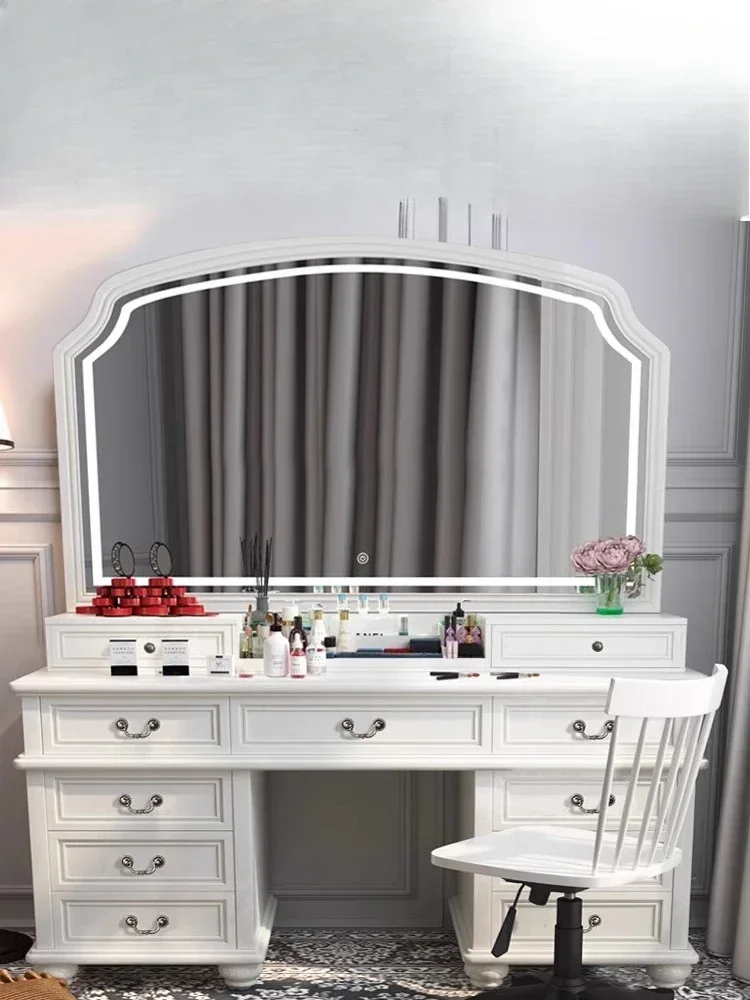 

Pure solid wood dresser with lamp large mirror