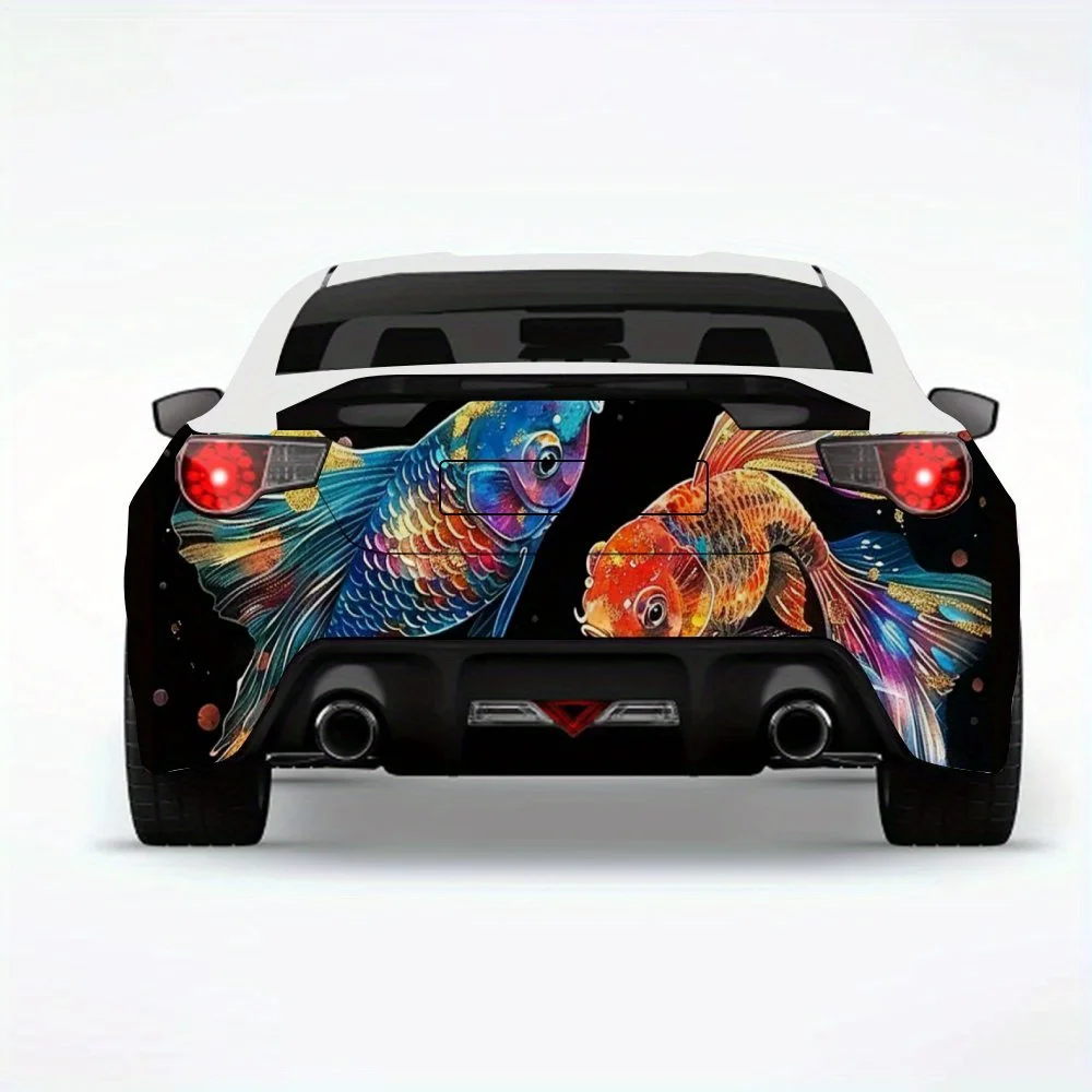 

Colorful Goldfish Art Car StickerVinyl Decal for Car Rear, Waterproof Self-Adhesive Vinyl Stickers for Vehicle Tail & Bumper, De