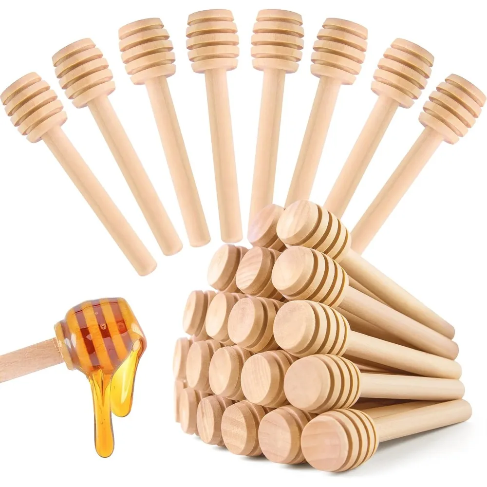 

20PCS Wooden Honey Dipper Sticks, 3 Inch Honeycomb, Mini Honey Spoon Wand for Jar and Dispenser, Top off Cupcake