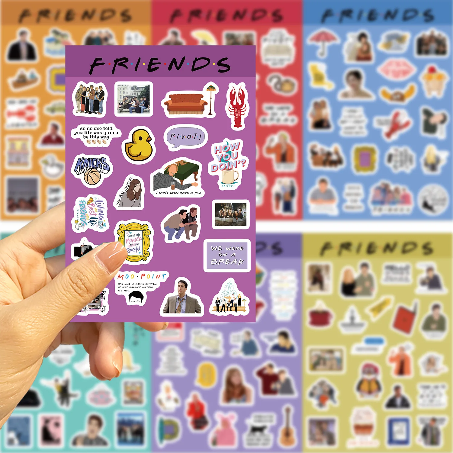 

8/16sheets Friends Teleplay Stickers TV Cartoon Sticker DIY Scrapbook Laptop Guitar Bike Decals Waterproof Decoration Funny Gift