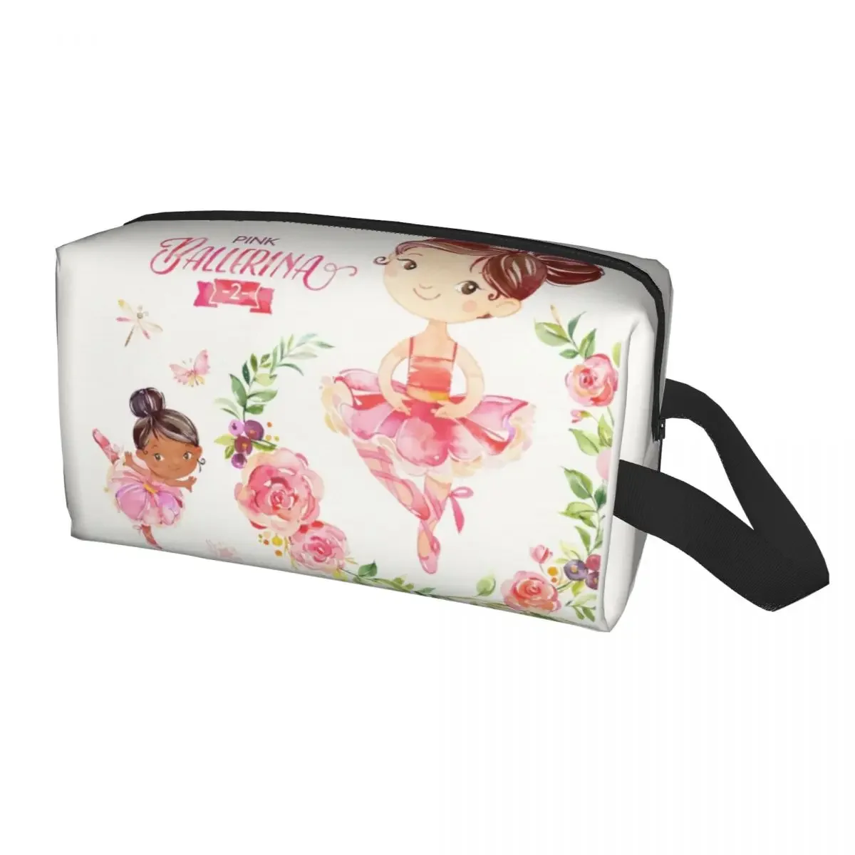 Ballet Art Makeup Bag for Women Travel Cosmetic Organizer Kawaii Ballerina Dancer Storage Toiletry Bags