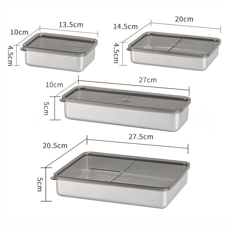 2000ML/1000ML/800ML/400ML Food Storage Container Stainless Steel Mini Kitchen Storage Box with Leakproof Lid Kitchen Accessories