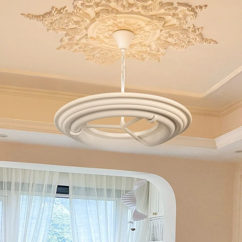 Vintage gypsum chandelier French light luxury living room lamp designer creative bedroom main lamp dining room lamp
