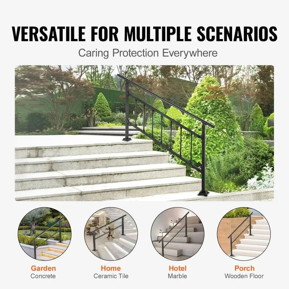 Outdoor Handrail 165LBS Load Handrail Outdoor Stairs Aluminum Stair Handrail 60 x 35