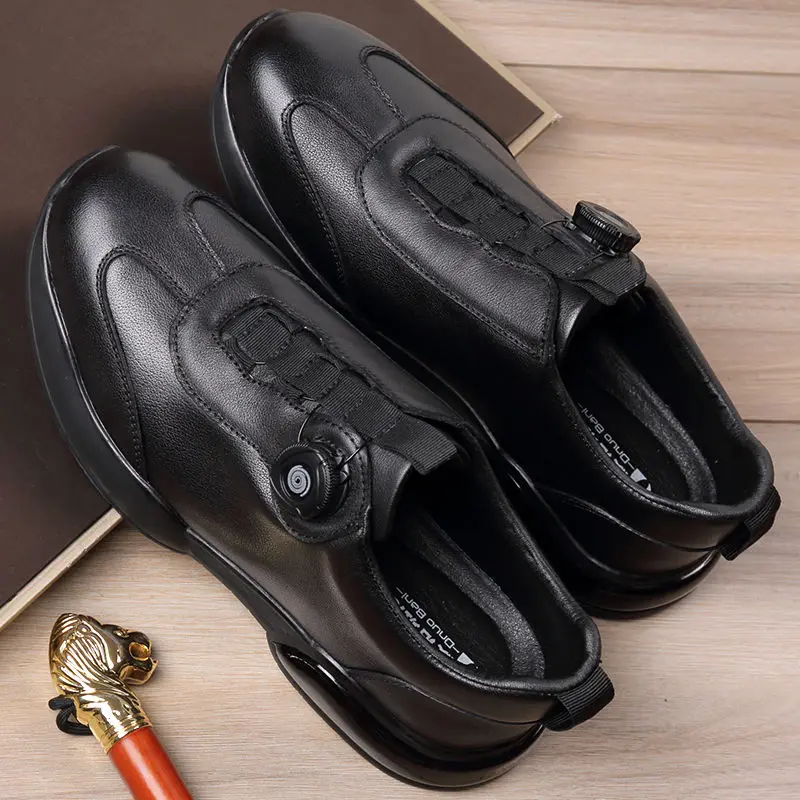 Waterproof Casual Jogging Trainers Men's Outdoor Comfort Shoes Winter Men's Cowhide Sneakers Lace up Platform