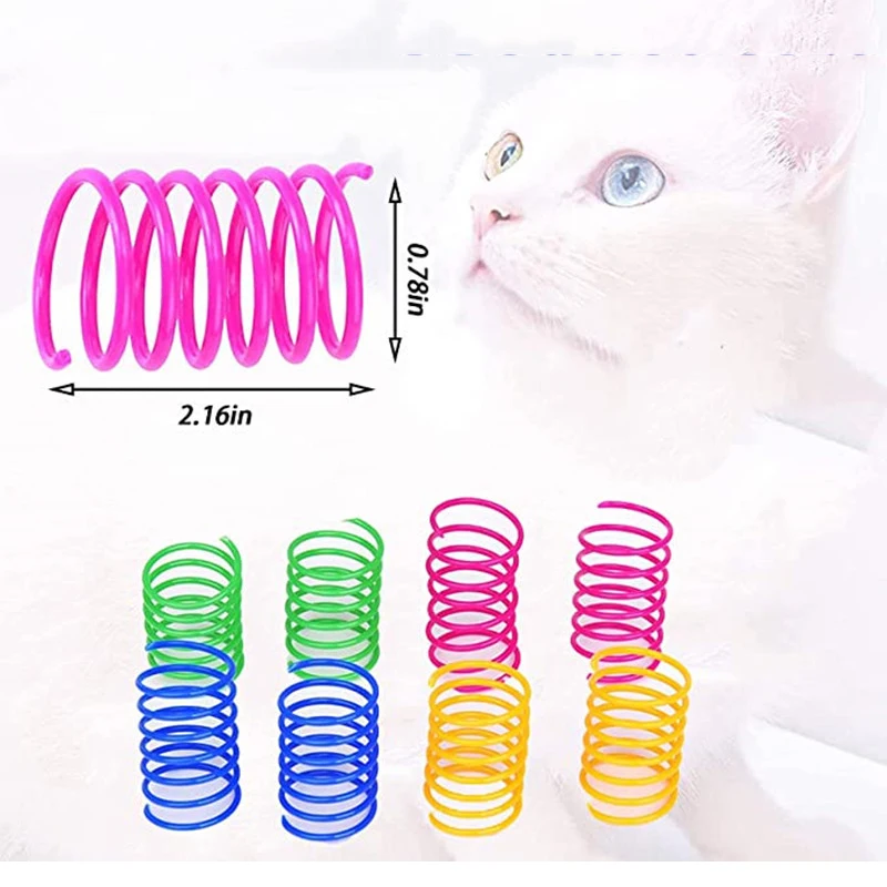 8/12/16/20Pcs Interactive Cat Toy Cat Spring Toys for Cat Kitten Cat Funny Toys Colorful Coil Spiral Springs Pet Accessories Set