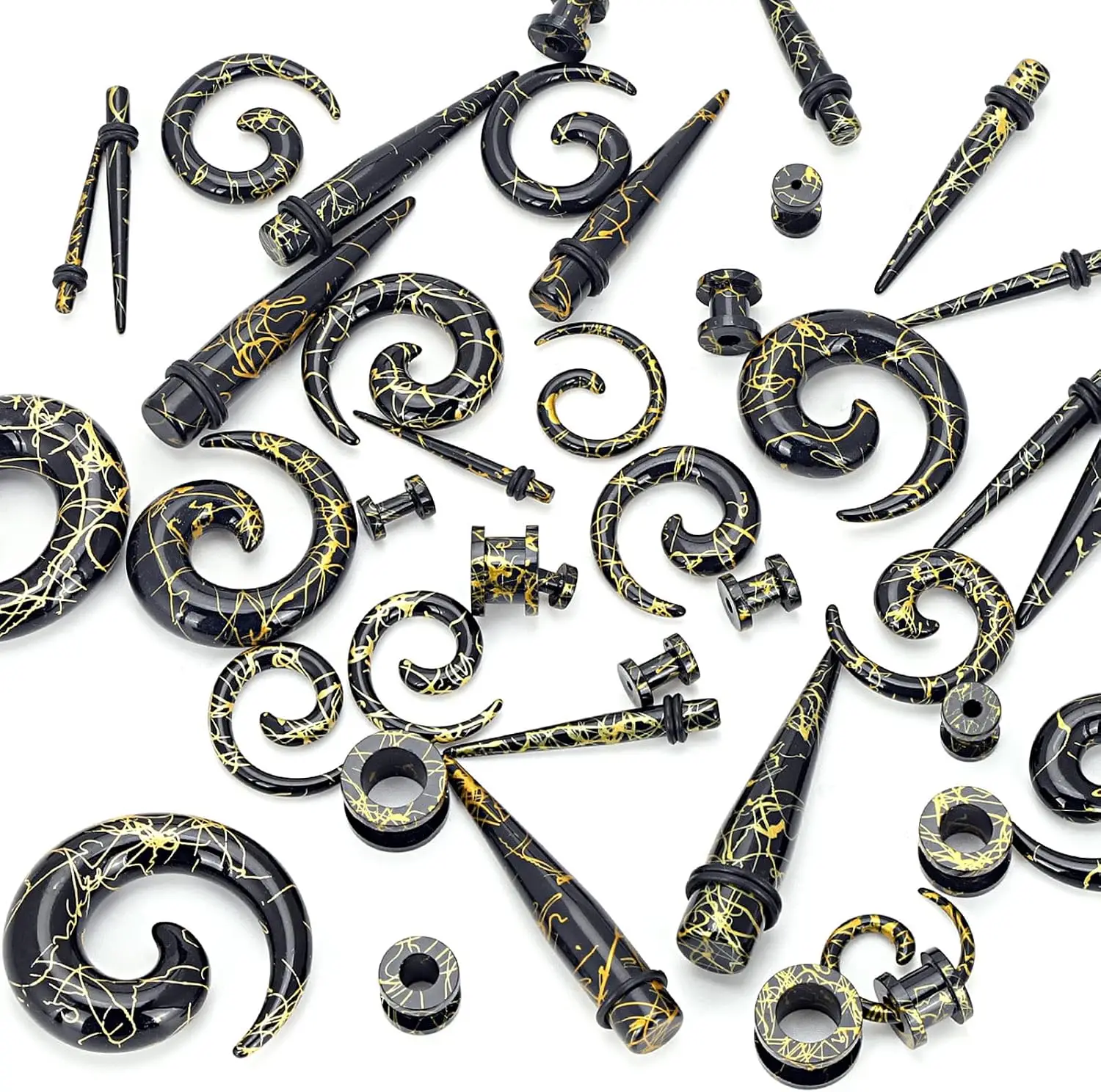 6 Pcs Acrylic Ear Stretching Kit Tapers Tunnels Spiral Expander Set Ear Piercing Starter Gauges 8g-1/2 Inch