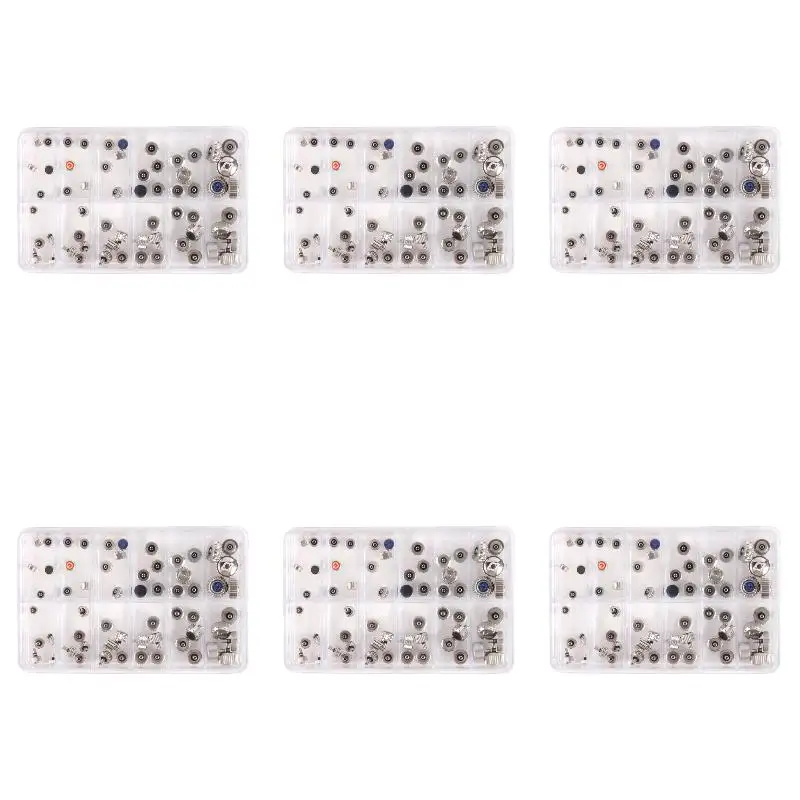 6Pack X(48PCS Watch Crowns Waterproof Replacement Assorted Repair Tools with Box for Watch Repair