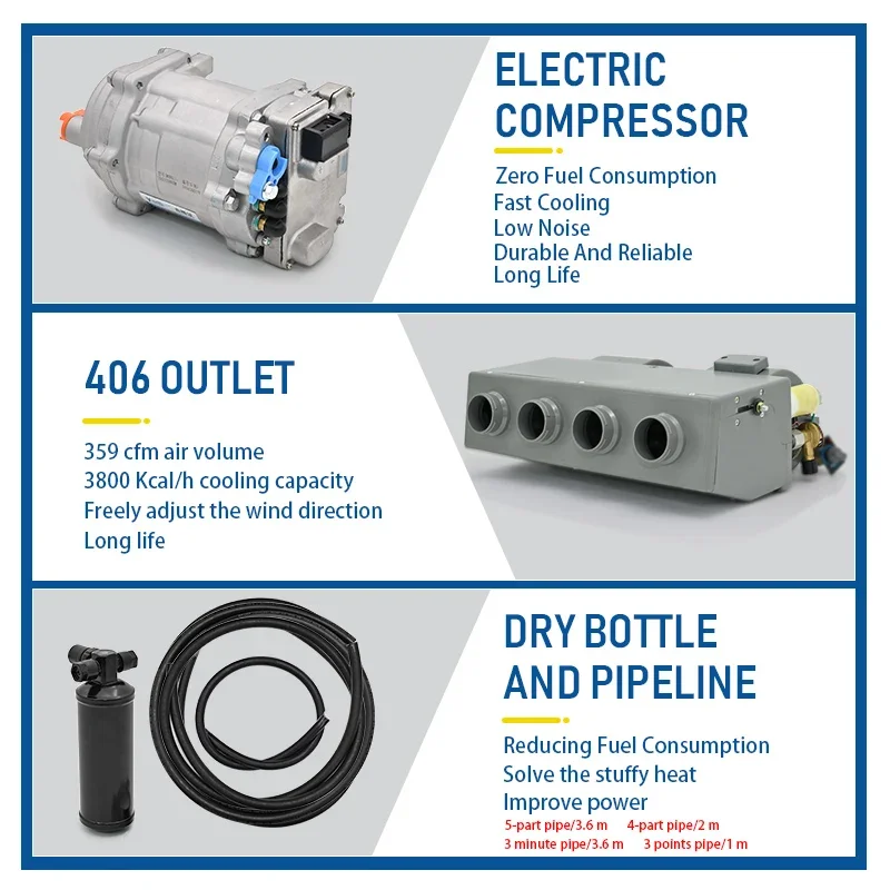 406-4 otwory chłodzące Uniwersalna elektryczna sprężarka powietrza do samochodu z systemem klimatyzacji 12 V/24 V - idealna kontrola klimatu w klimatyzacji