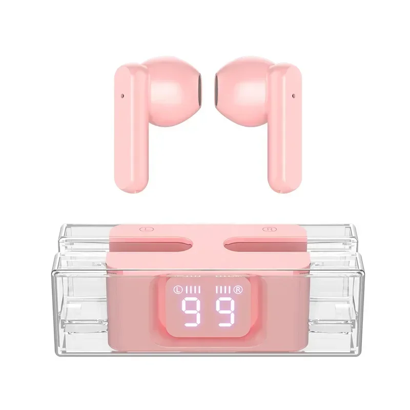 E90 TWS In-Ear Earbuds Full Transparent Wireless Bluetooth 5.3 Headphones Retro Music Earphones Digital Display Headset