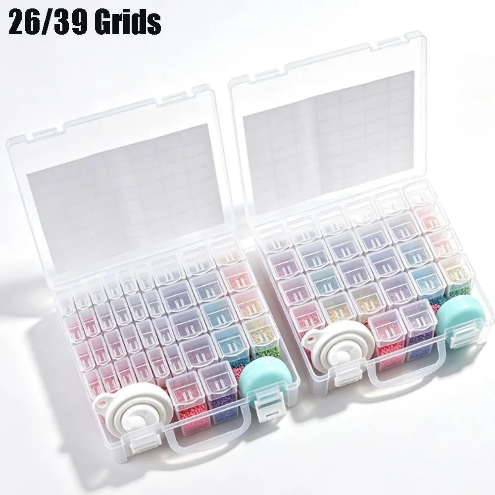 1pc 26/39 Slots Plastic Storage Box, DIY Diamond Painting Beads Charms Jewelry Accessories Organizer Box Mosaic Storage Containe