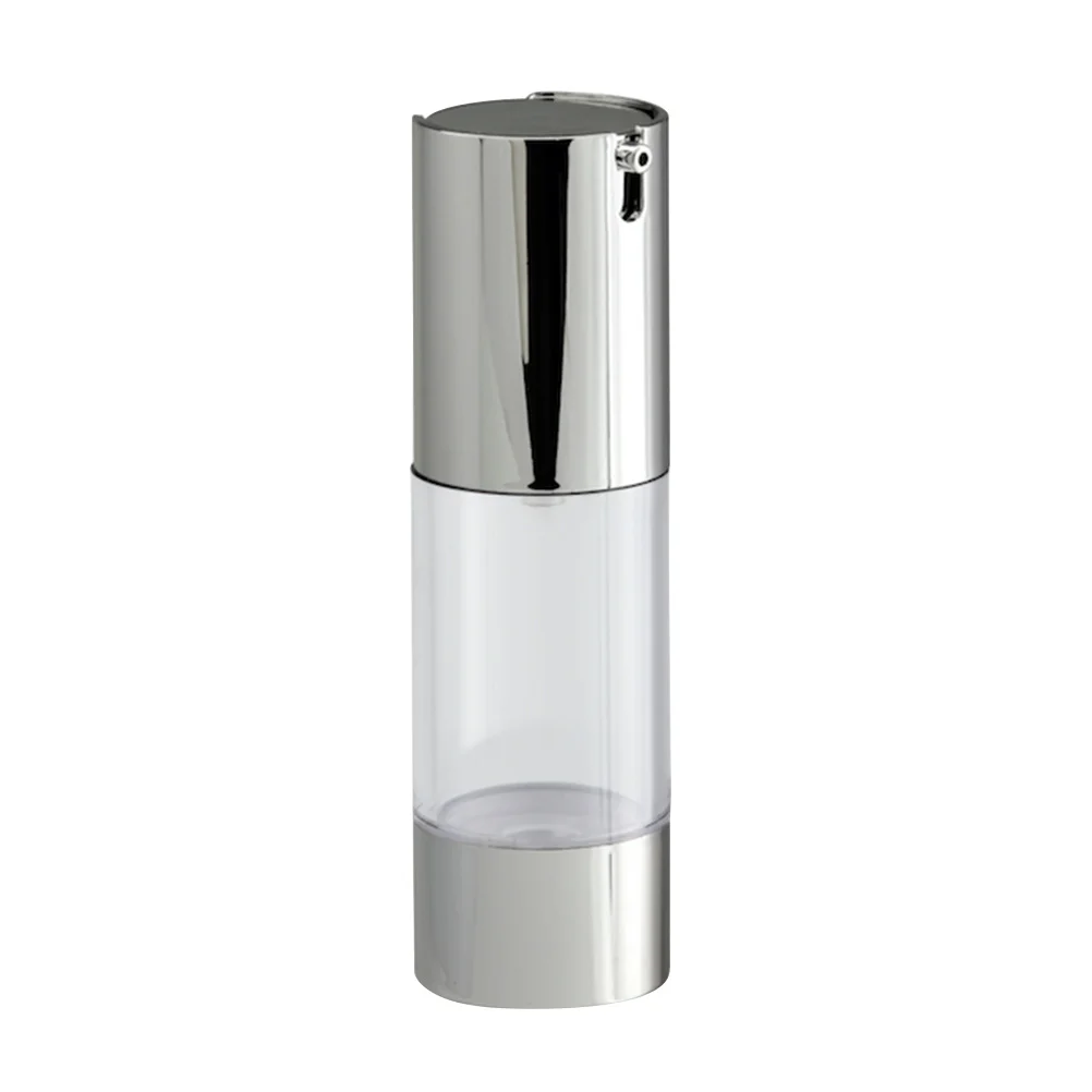 

30ml Airless Pump Bottle Transparent Silver Emulsion Dispenser Plastic Travel Foundation Jar Compatible