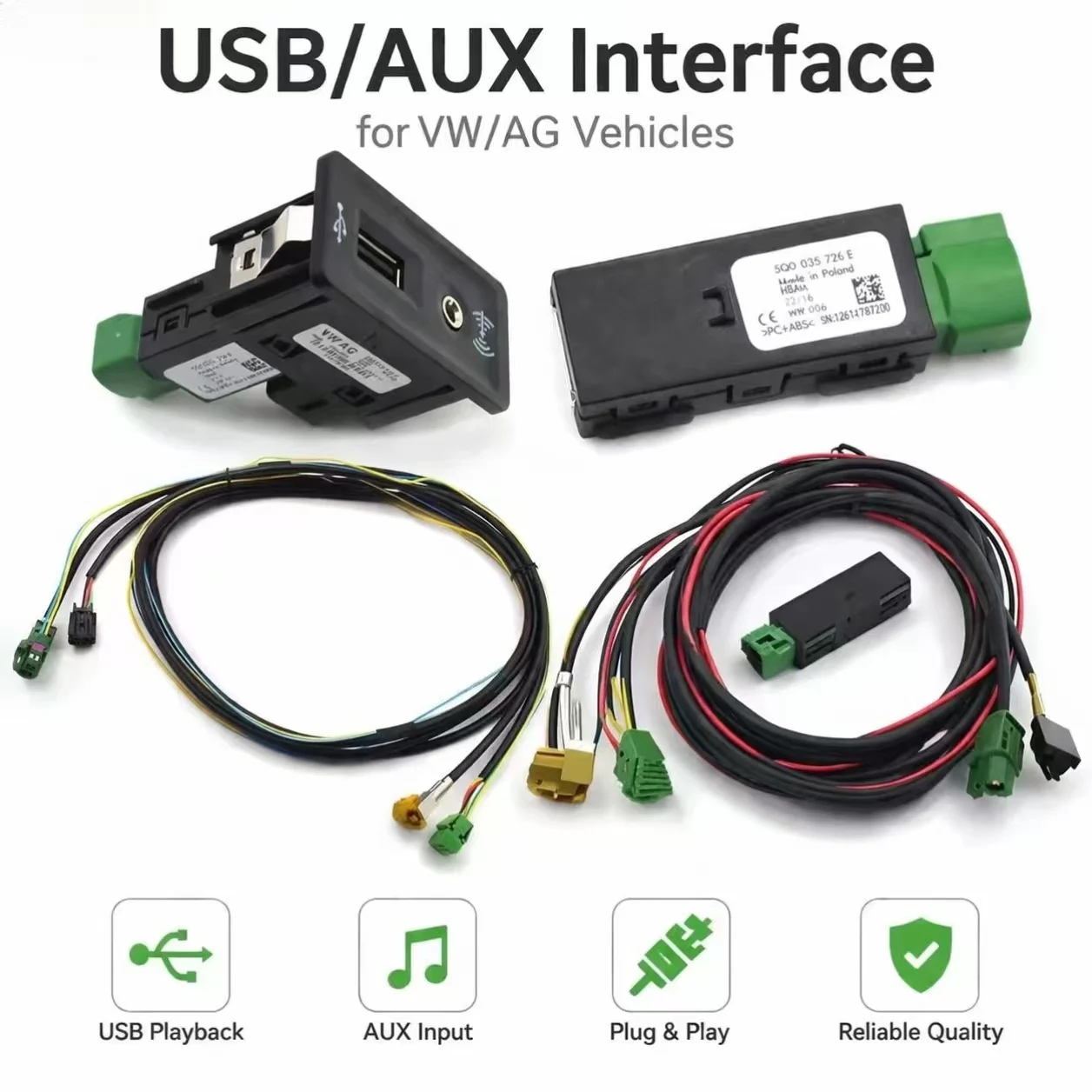 5Q0035726E 5Q0 035 726E CarPlay Media USB AUX Switch MIB2 MDI AMI Adapter For VW Golf 7 MK7 Passat B8