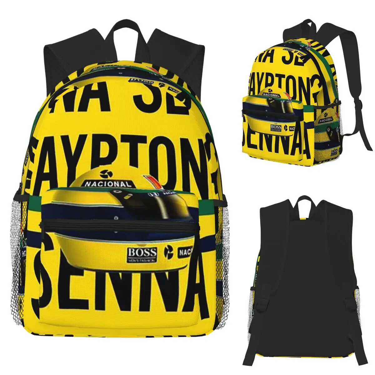 アイルトン・セナ-レーシングカー-学生バックパック-スクールバッグ-ハイキング-トラベル-デイパック-メンズ-レディース-ブックバッグ-ショルダーバッグ