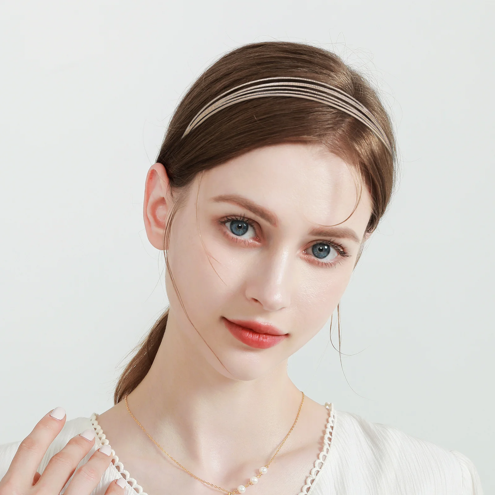 

3pcs 3 Metal Headbands Layered Design Durable Alloy Wire Comfortable Fit Women Hair Bands Thin Hoop Bridal Wedding Decor Hair