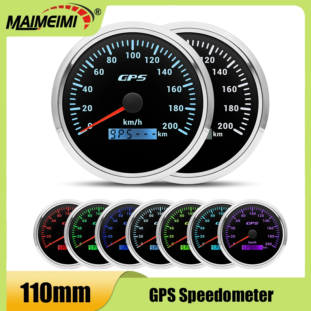 

Датчик 110 мм, GPS-спидометр с GPS-антенной, 120 км/ч, 200 км/ч, датчик скорости, 7 цветов, подсветка для автомобиля, лодки, морской пехоты 12 В, 24 В