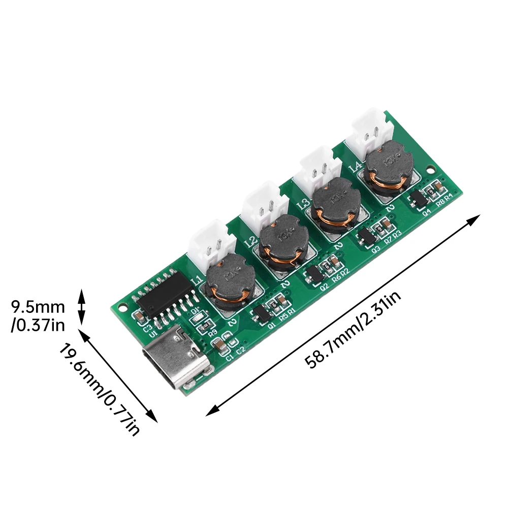 DIY TYPE-C DC5V Unswitched Four Spray Humidifier Module Atomization Control Board Ultrasonic Nebulizer 4 Fogger Atomization Film