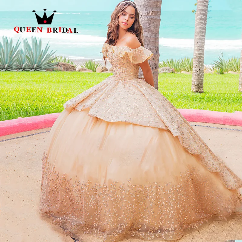 Exquisite Off Shoulder Beading Lace Quinceanera Dress Backlesss Floor-Length Formal Gown Vestidos De 15 Quinceañera Custom H64X