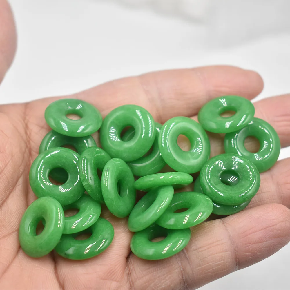 Modische, hochwertige, sortierte Naturstein-Gogo-Donut-Anhänger, Perlen 18mm für Schmuckherstellung, Großhandel 12 Stück/Los, kostenlos. – Detail 10