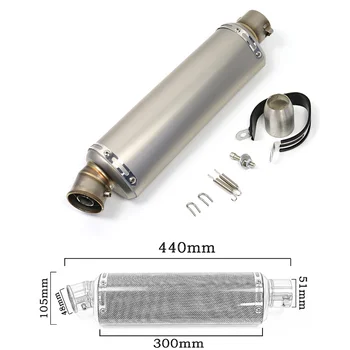 51 मिमी यूनिवर्सल मोटरसाइकिल एग्जॉस्ट मफलर एस्केप 310 370 440 मिमी पाइप 100cc-1000cc एटीवी जीपी स्कूटर fz6 pcx125 स्टेनलेस स्टील के लिए 10 best sales यामाहा FZ6 एग्जॉस्ट - №9