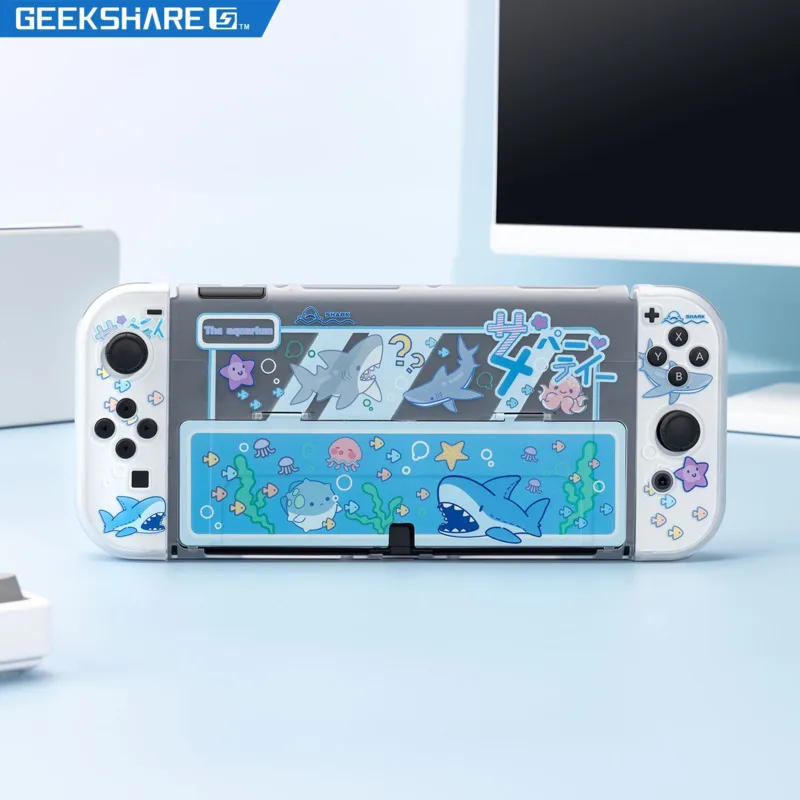 GeekShare funda Switch custodia OLED Shark Hard Shell Split Joy-con interruttore di copertura protettiva guscio OLED per accessori per interruttori