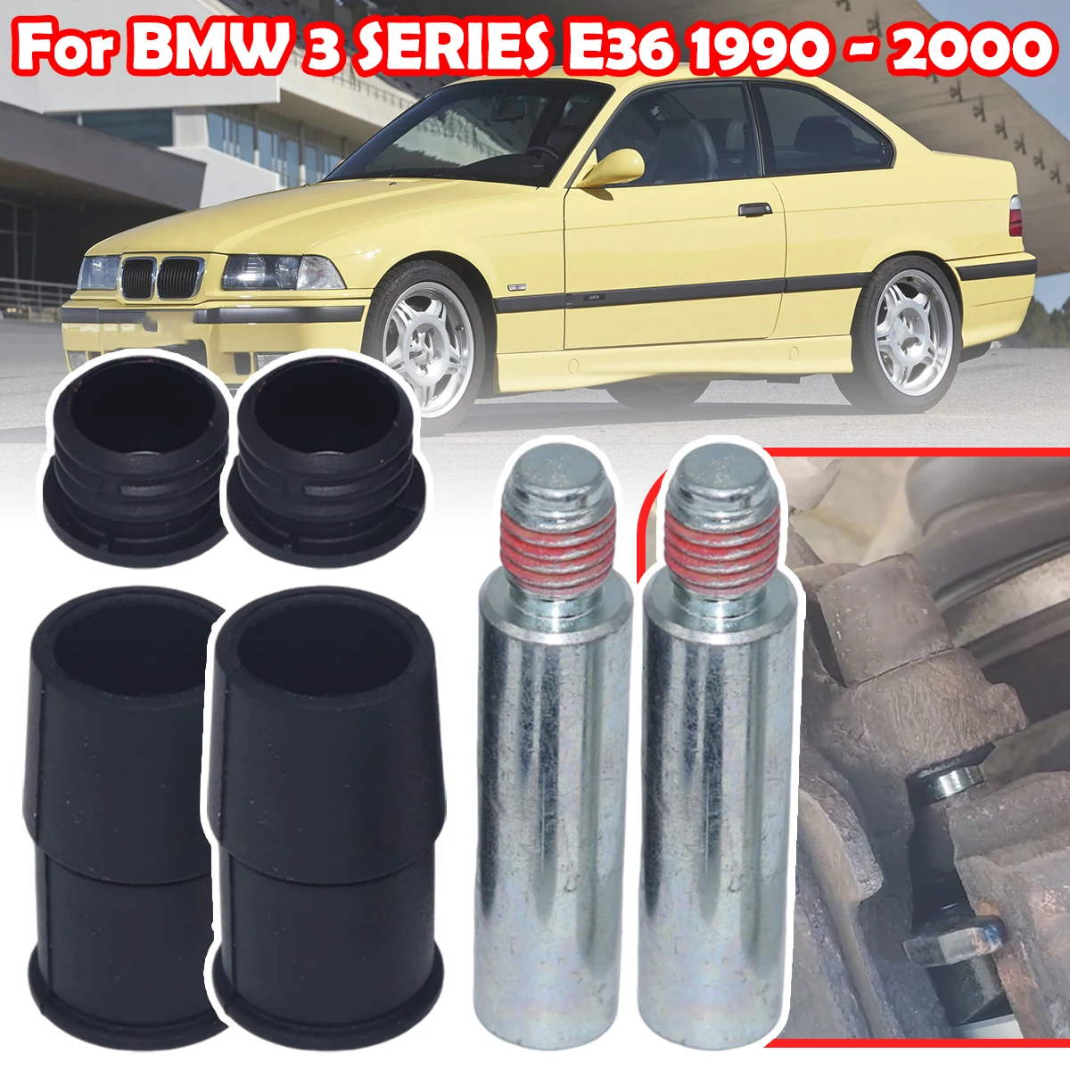 

For BMW 3 SERIES E36 1990 - 2000 Rear Brake Caliper Slider Guide Pins Bolt Kit Left Right Disc Housing Bellows Sleeve Bushing