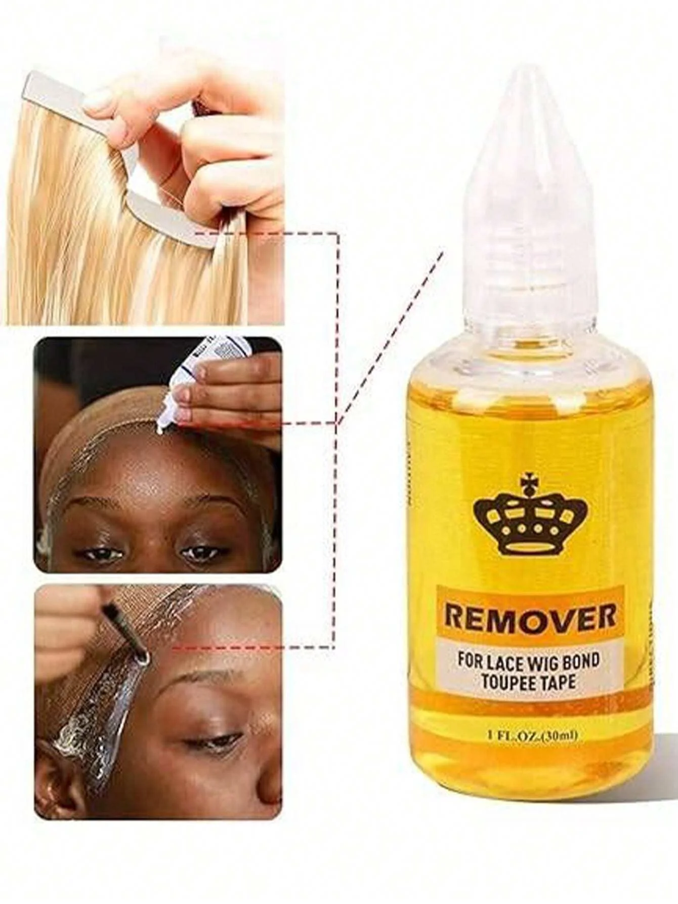 

Lace glue remover wig, no harmful chemicals, mild solvent to protect your edges, 30ml, great cleanser for scalp and hair system