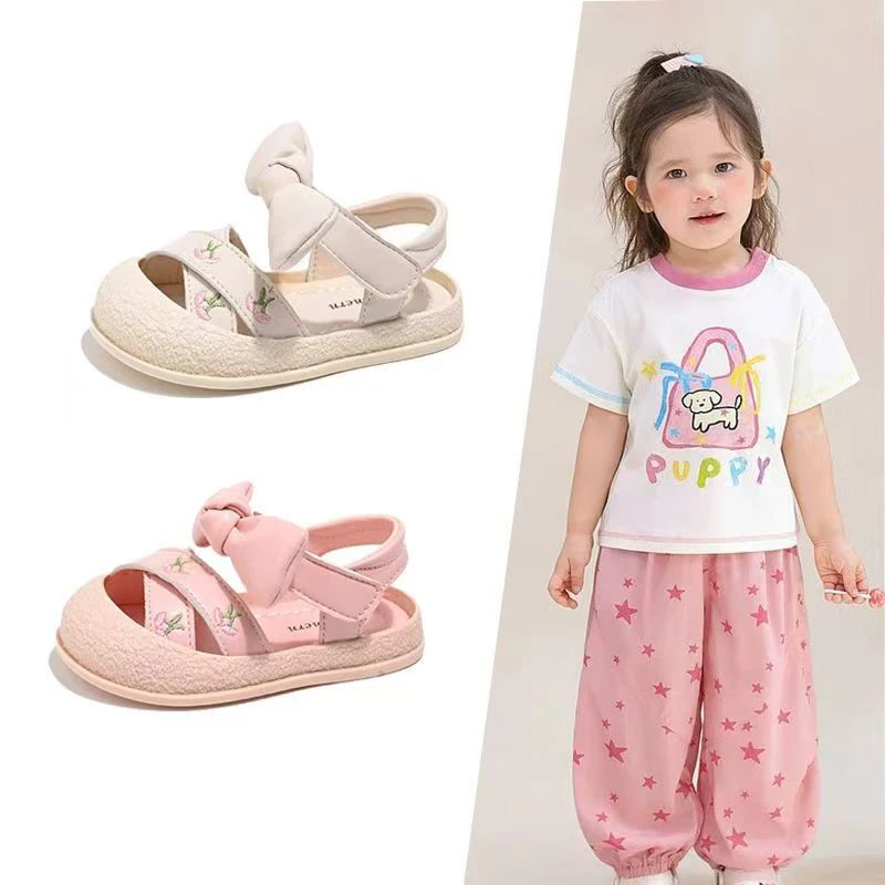 

Girls Summer Princess Sandals Soft Bowknot Closed Toe Toddler Shoes Children's Shoes Non-slip Infant Walking Footwear Kids Shoes