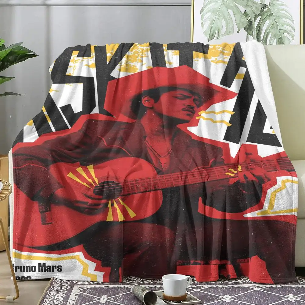 Famous Singer B-Bruno Mars Throw Soft Flannel Throw Summer Blanket Lightweight Cozy Nap Blanket for Sofa Bed Travel