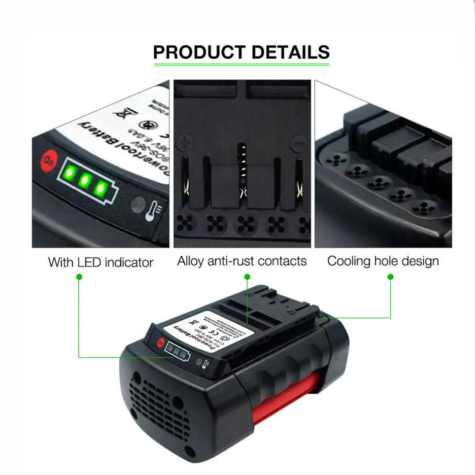 Imagem -06 - Bateria da Substituição do Li-íon Ferramenta Elétrica para Bosch 36v ah 8.0ah 8.0ah 9.0ah 9.0ah D70771 2607336003 2607336108 Bat836 Bat840 Bat810