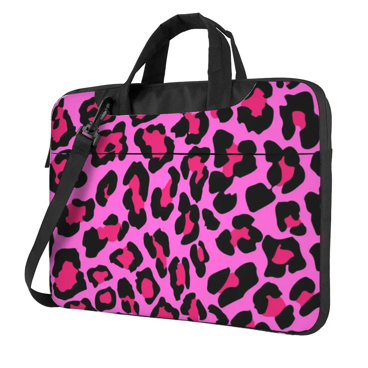 Hot Pink Leopard Print Crossbody Laptop Bag Case Computer Bag Resistant Protective Notebook Pouch for Macbook Pro Lenovo