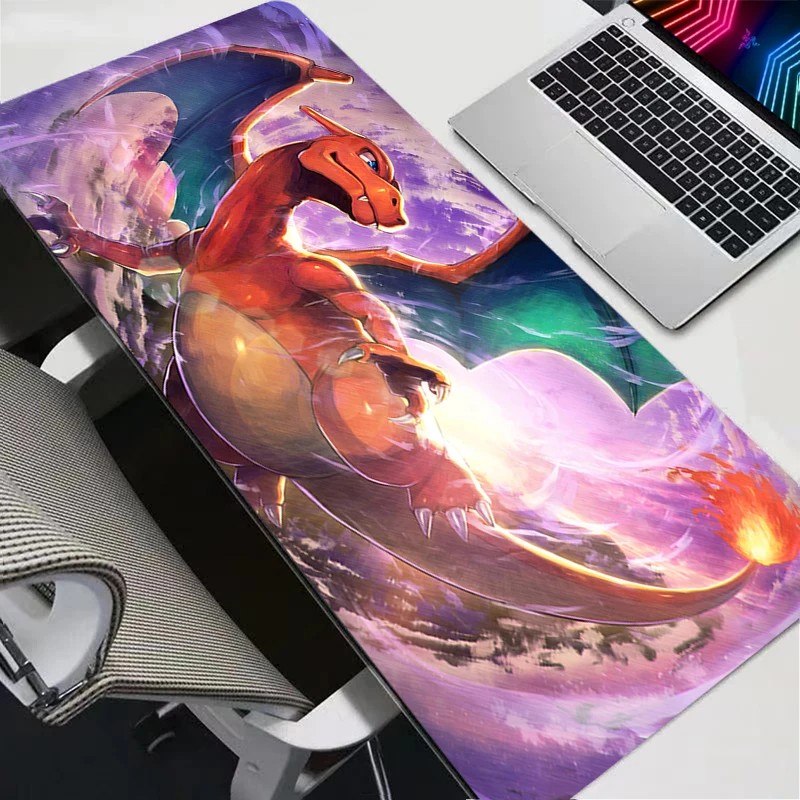 Alfombrilla de ratón grande de Anime p-pokemon Charizard, velocidad de pc para jugadores de deportes electrónicos, 800x300, teclado de ordenador portátil, alfombrilla de escritorio xxl