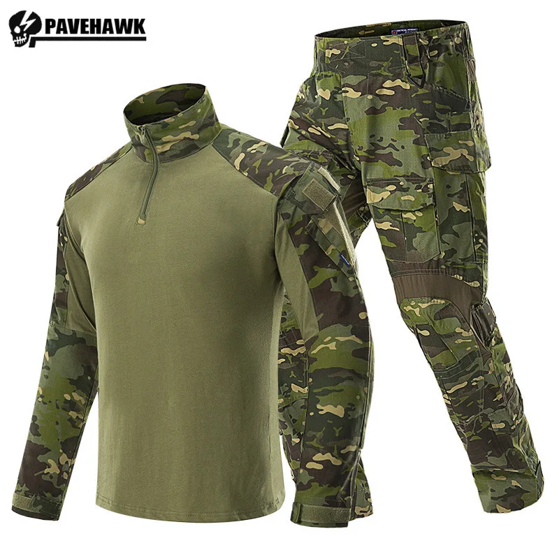 G3 Outdoor Camouflage Training Set Mens Multiple Pockets Tactical Hiking Hunting Suits Wear-resistant Breathable Frog Clothing