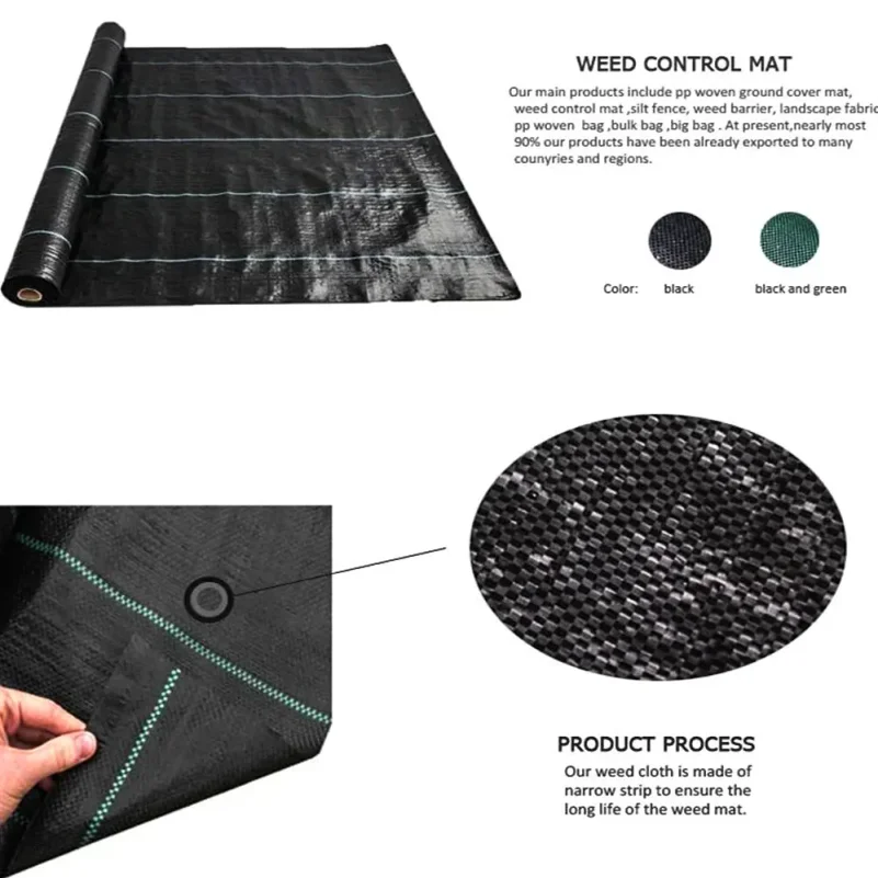 PE Woven Weed Barrier Fabric Water Permeable Agricultural Mulch Cloth Anti Grass Weeding Mat for Greenhouse Plant Garden