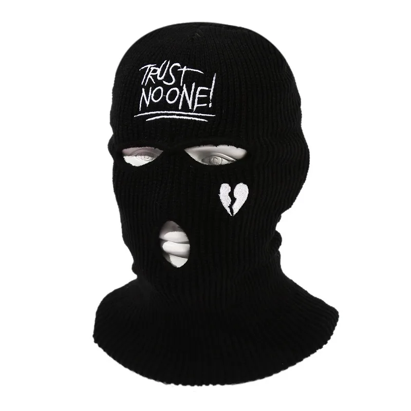 Trost Noone Embroidery Three-hole Balaclava Knit Hat Army Tactical CS Winter Ski Riding Mask Beanie Prom Party Mask Warm Mask